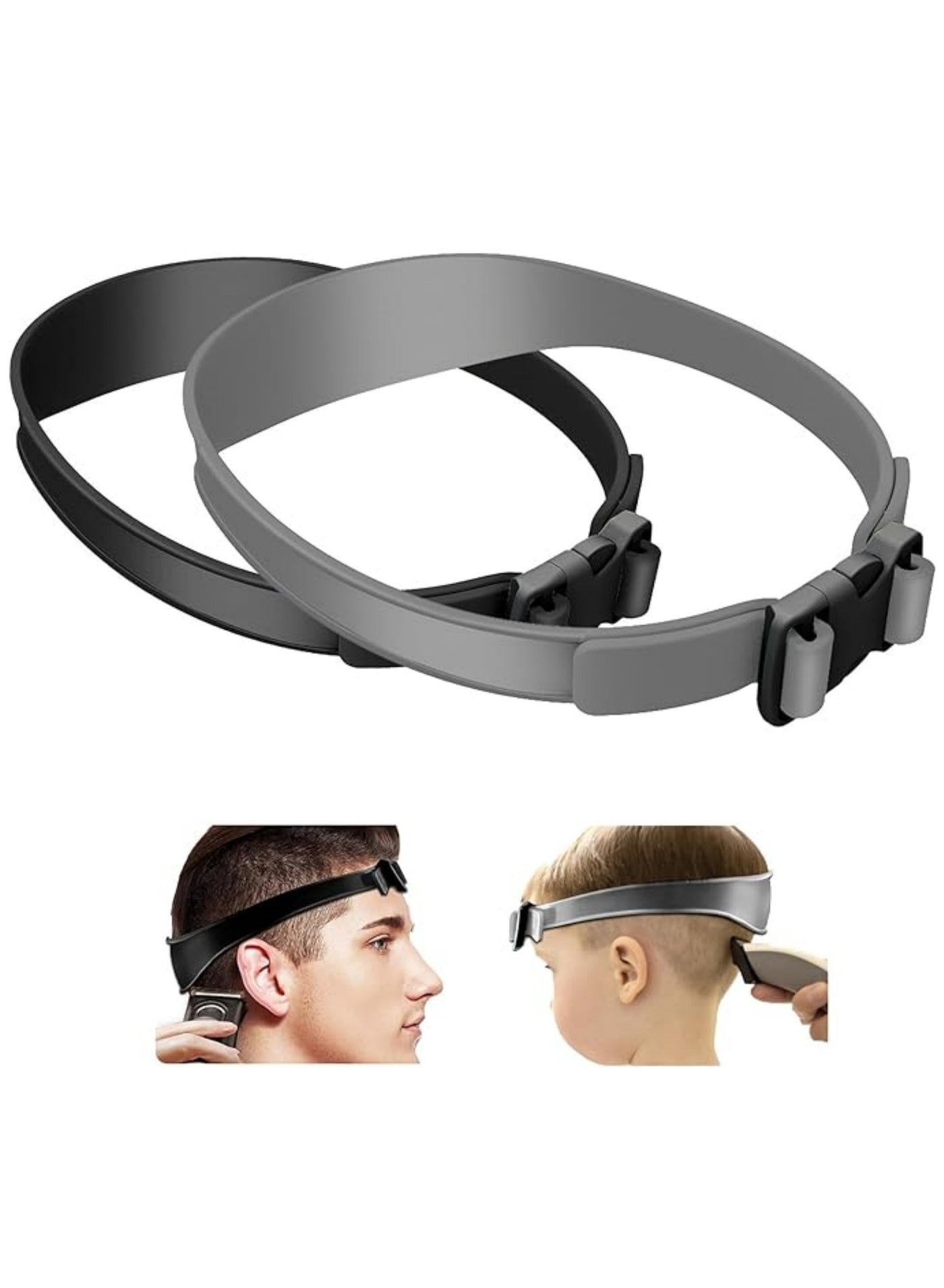 Adjustable Curved Silicone Band DIY Self Haircut System Hair Cutting Guide Tool for Men  Shaving and Keeping a Clean and Straight Neck Hairline 1pc Black 1pc Grey Free SizeFluid Ounce