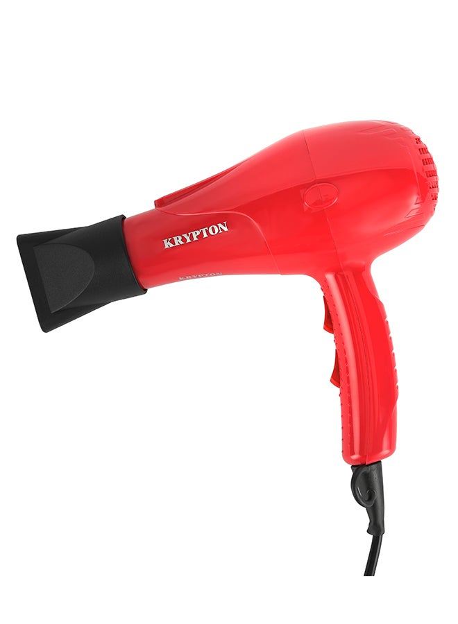 High-Speed Hair Dryer – 1500W Turbo Motor, Quiet Sound, 3 Heat And 2 Speed Levels for Thick Hair And Daily Styling – Red Finish Red