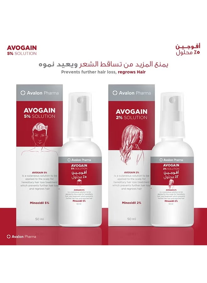 Avogain 5% Spray Solution For Men Clear 50ml Of two pieces 50+50ml