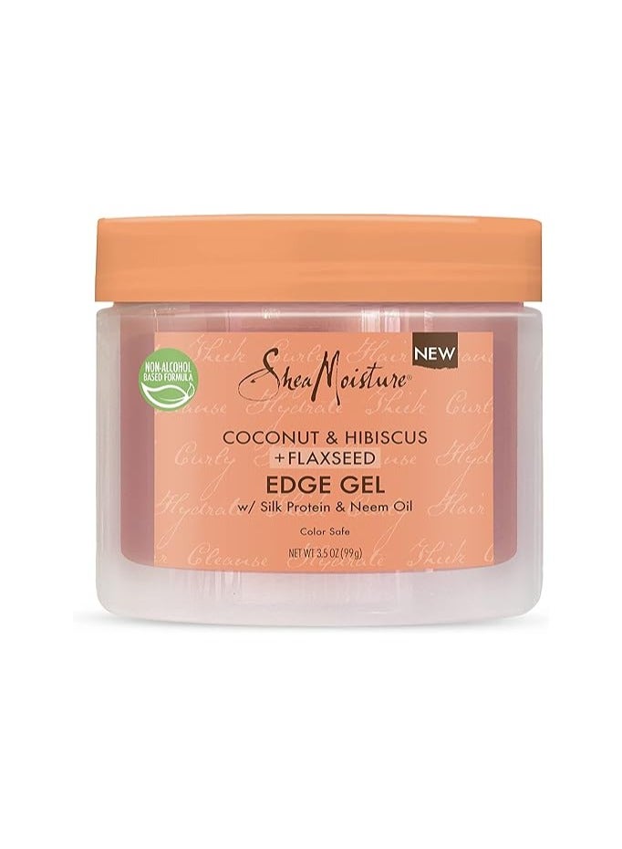 Flaxseed Edge Control Gel Hair Products for Curly Hair Coconut and Hibiscus Paraben-Free Hair 3.5 oz ml
