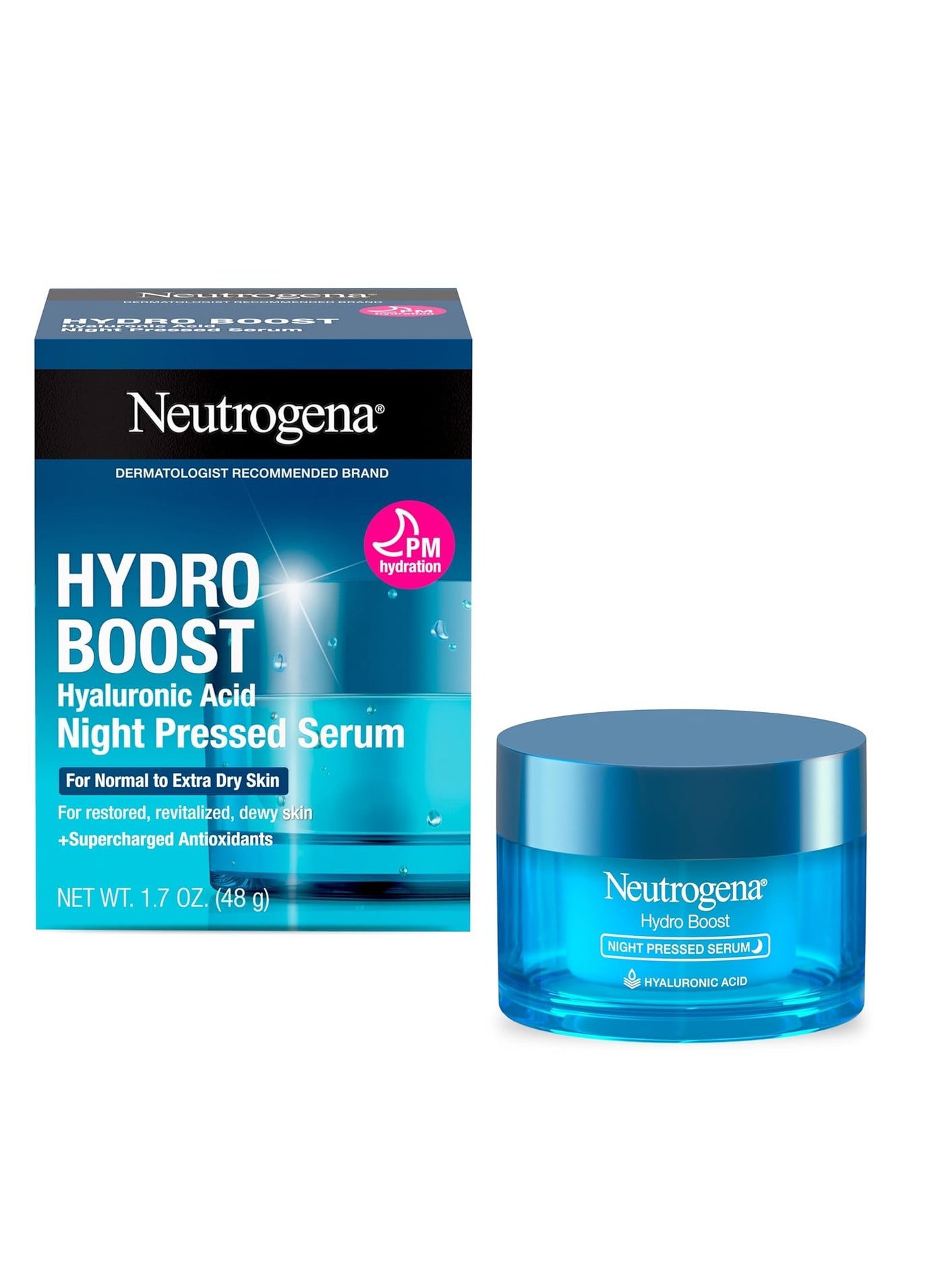 Hydro Boost Night Pressed Serum, Hyaluronic Acid Facial Moisturizer for Normal to Extra Dry Skin, Delivers Overnight Hydration for Restored, Revitalized, Dewy Skin 1.7 ozounce