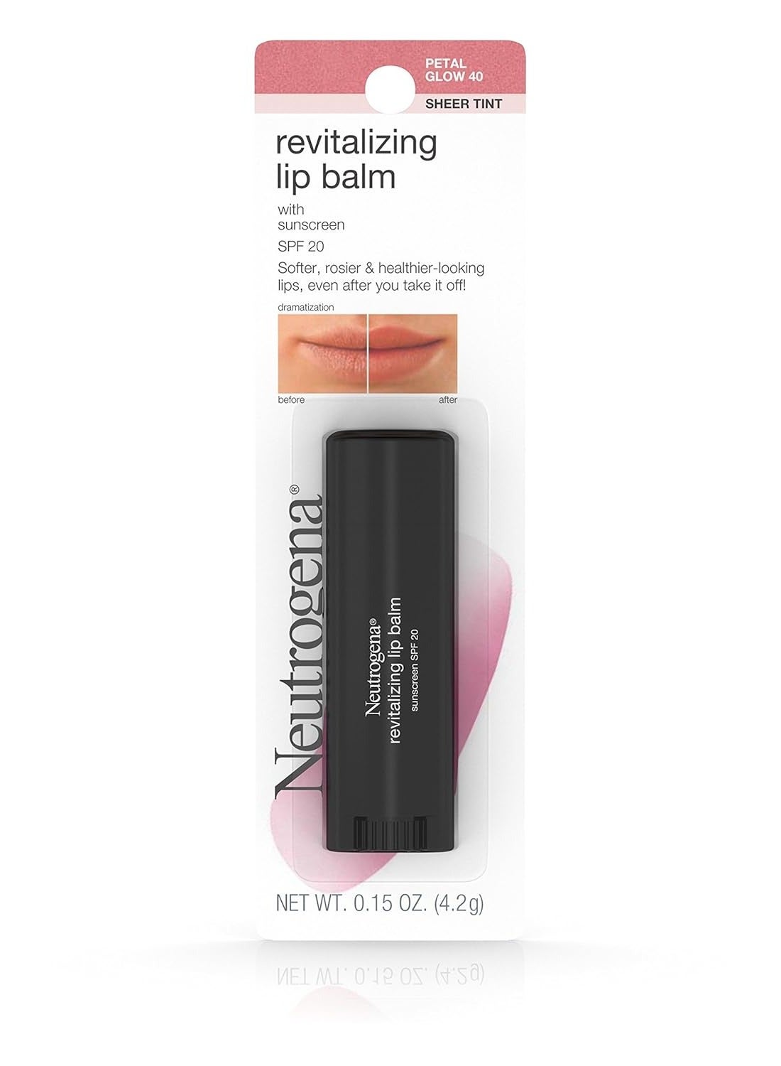 Revitalizing Tinted Lip Balm Broad Spectrum SPF 20 Sunscreen, Moisturizing Lip Balm with a Sheer Tint for Softer, Smoother, Healthier-Looking Lips, Sheer Petal Glow 40, .15 oz
