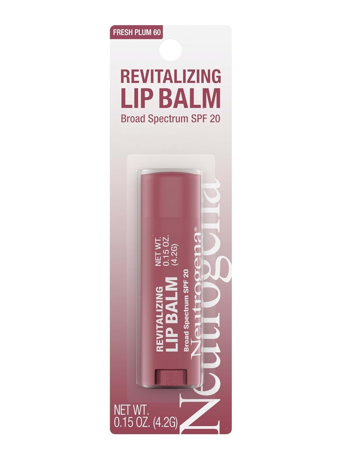 Neutrogena Revitalizing and Moisturizing Tinted Lip Balm with Sun Protective Broad Spectrum SPF 20 Sunscreen, Lip Soothing Balm with a Sheer Tint in Color Fresh Plum 60,.15 oz