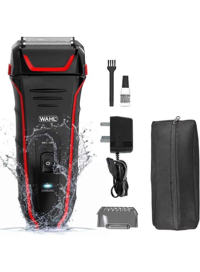 Clean And Close Electric Razor Rechargeable Wet/Dry Waterproof Electric Shaver for Cordless Men's Grooming And Beard Trimming - Lithium Ion with Long Run Time And Quick Charge – 07064-027 Black/Red