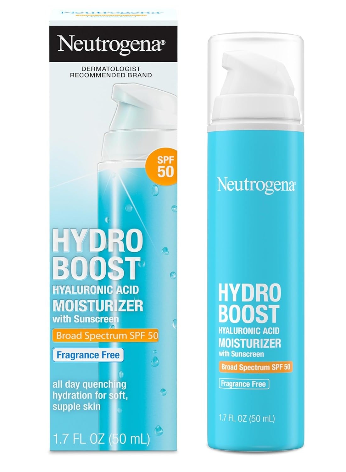 Hydro Boost Hyaluronic Acid Face Moisturizer with Sunscreen, Broad Spectrum SPF 50, Fragrance Free Facial Moisturizer to Hydrate & Soothe Dry Skin 1.7 fl. ozFluid Ounce