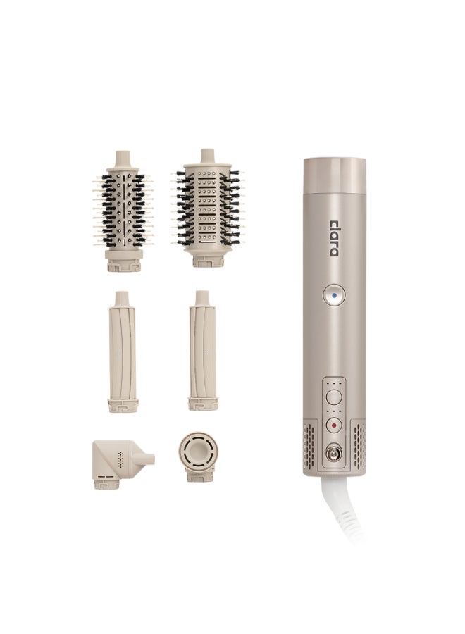 Multi Styler for All Hair Types – 6-in-1 Styling Tool with Auto-Wrap Curlers, Blow Dryer, Round & Oval Brush – 1500W Ionic Hair Styler for Frizz-Free Waves & Salon Blowouts Rose Gold