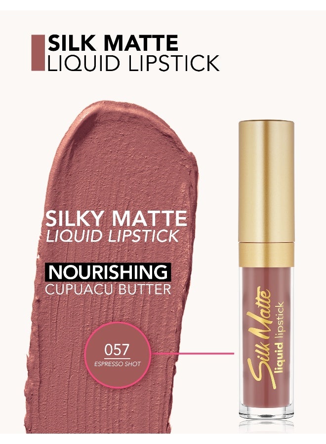 Silk Matte Liquid Lipstick – 057 Espresso Shot – High-Pigment Ultra Matte Finish, Long-Wear Comfort, Nourishing Oils, Velvety Smooth Look 057-ESPRESSO SHOT - image 3