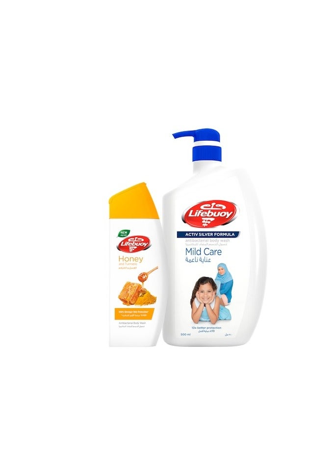 Mild Care Body Wash, Pack Of 2, 500ml 500+280ml