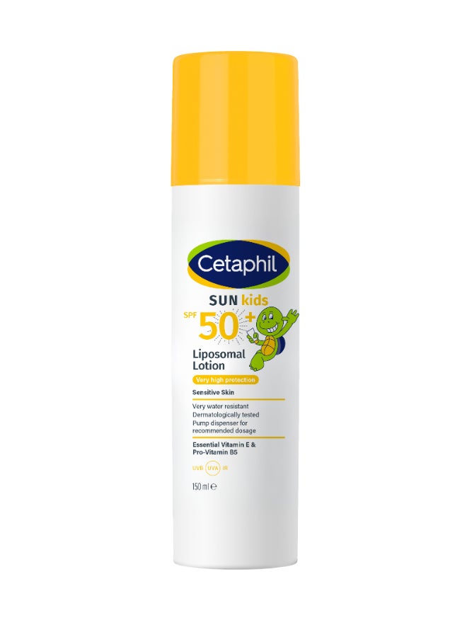 Sun Kids Liposomal Lotion Spf 50+, Face And Body Moisturizer Sunscreen For Sensitive Skin, Very High Protection And Water Resistant, Unscented 150ml