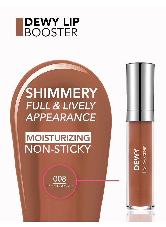 Dewy Lip Booster – 008 Cocoa Delight – Plumping Look Lip Gloss, Shiny Wet Finish, Moisturizing Feel, Non-Sticky Comfort 08 Cocoa Delight - image 4