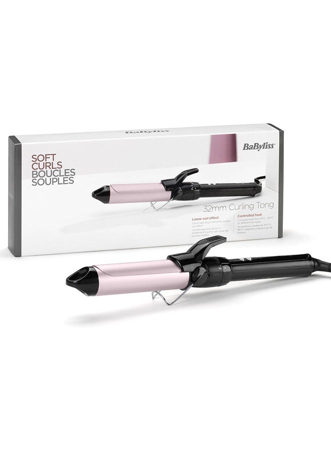 Hair Curler | 32Mm Barrel For Wide Silky Curls | Satin Touch Coating | 10 Temperature Settings (110–180°C) | Ionic Technology For Smooth And Shiny Hair - C332Sde black