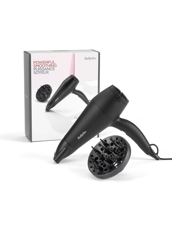 Hair Dryer 2000W Powerful Motor For Fast Drying | Ionic Technology For Smooth And Frizz-Free Hair | 2 Heat/Speed Settings | Lightweight And Compact Design With Concentrator Nozzle - D215Dsde black
