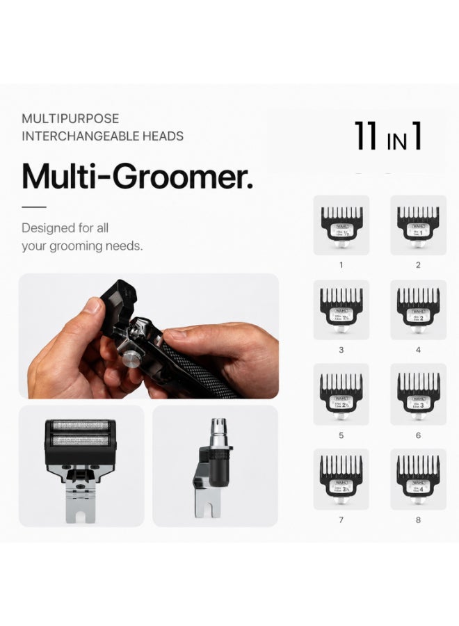 Pro Series High Visibility Skeleton 11 in 1 Corldless Trimmer | Multigroomer | Nose & Ear Trimmer | Dual Foil Shaver | DLC T-Blade 4x Closer Cutting | Waterproof | 2 Hour Run Time | 3 Min Quick Charge | 8 Attachment Guide | 3024849 black - image 2