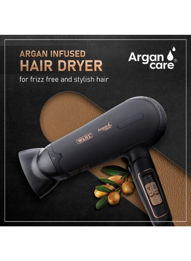 Pro Shine Hair Dryer 2200W – Argan Oil Infused Professional Blow Dryer with 3 Heat & 2 Speed Settings, Cool Shot, Diffuser & Concentrator Attachments – Lightweight & Travel-Friendly – 05449-027 Balck - image 3