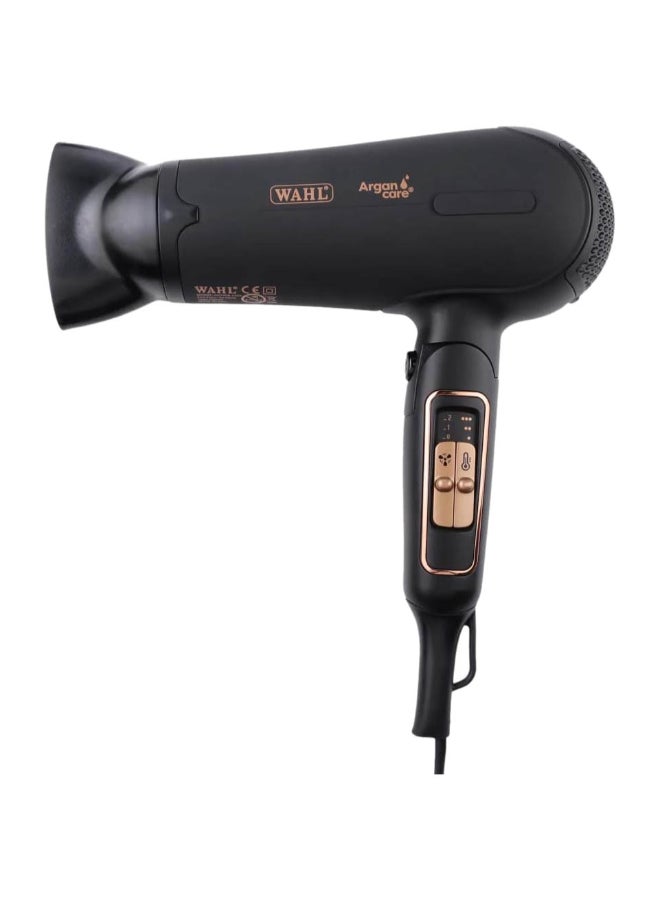 Pro Shine Hair Dryer 2200W – Argan Oil Infused Professional Blow Dryer with 3 Heat & 2 Speed Settings, Cool Shot, Diffuser & Concentrator Attachments – Lightweight & Travel-Friendly – 05449-027 Balck