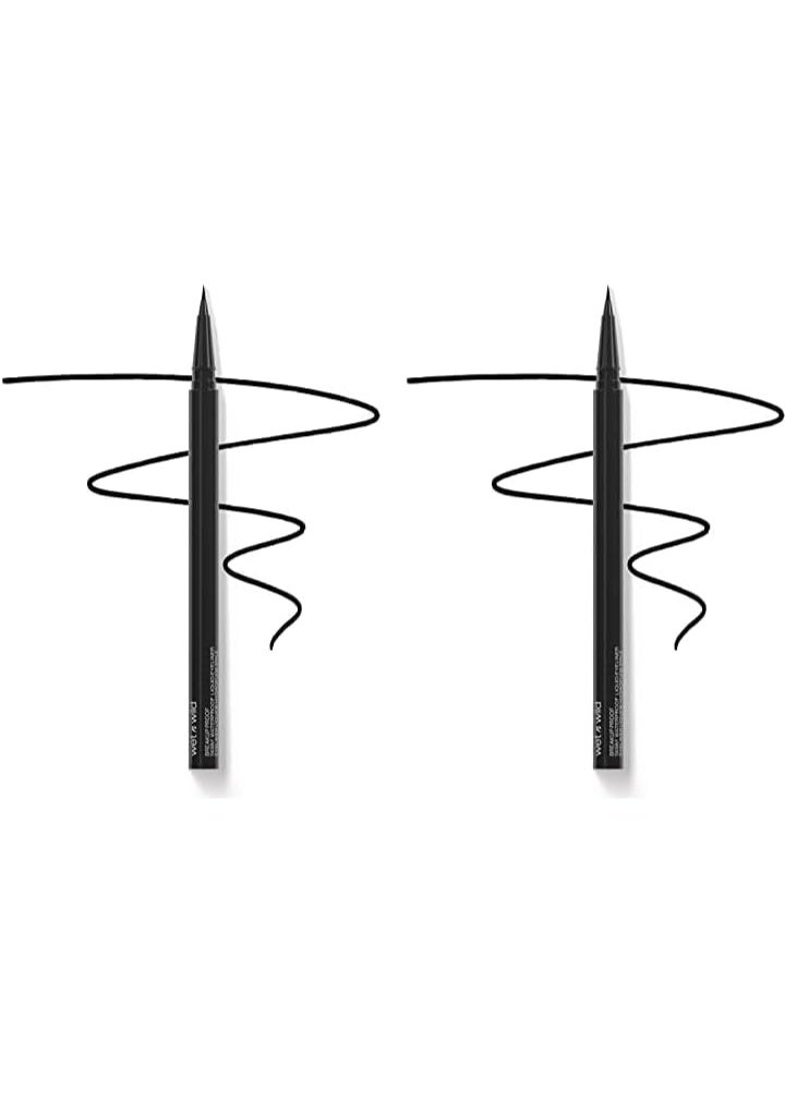Breakup Proof Liquid Eyeliner - Ultra-Fine Brush, Waterproof, Long-Lasting - Cruelty-Free & Vegan - (Pack of 2) Ultra Black