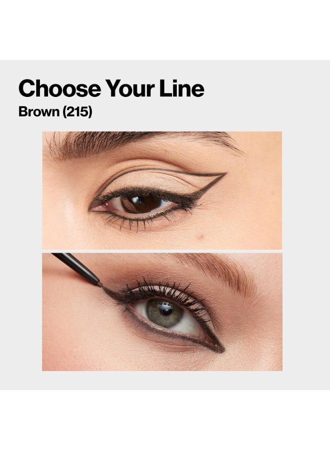Gel Eyeliner, ColorStay Micro Hyper Precision Eye Makeup with Built-in Smudger, Waterproof, Longwearing with Micro Precision Tip, 215, 0.002 oz Brown