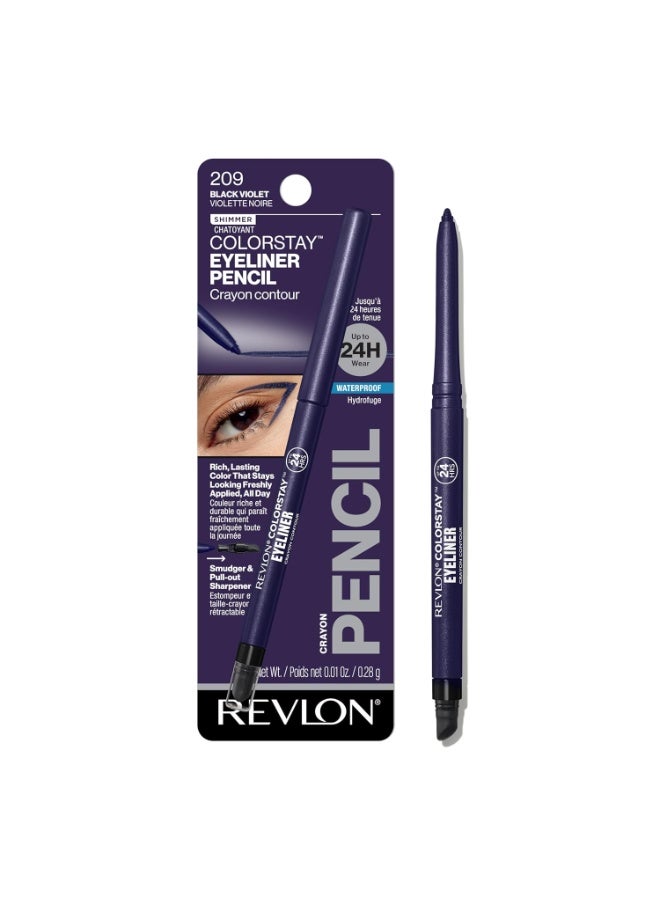 REVLON ColorStay Pencil Waterproof Eyeliner, Smudge-Proof, Eye Makeup with Built-In Sharpener, Packaging May Vary, 209 Black Violet, 0.01 oz Color: BLACK VIOLET