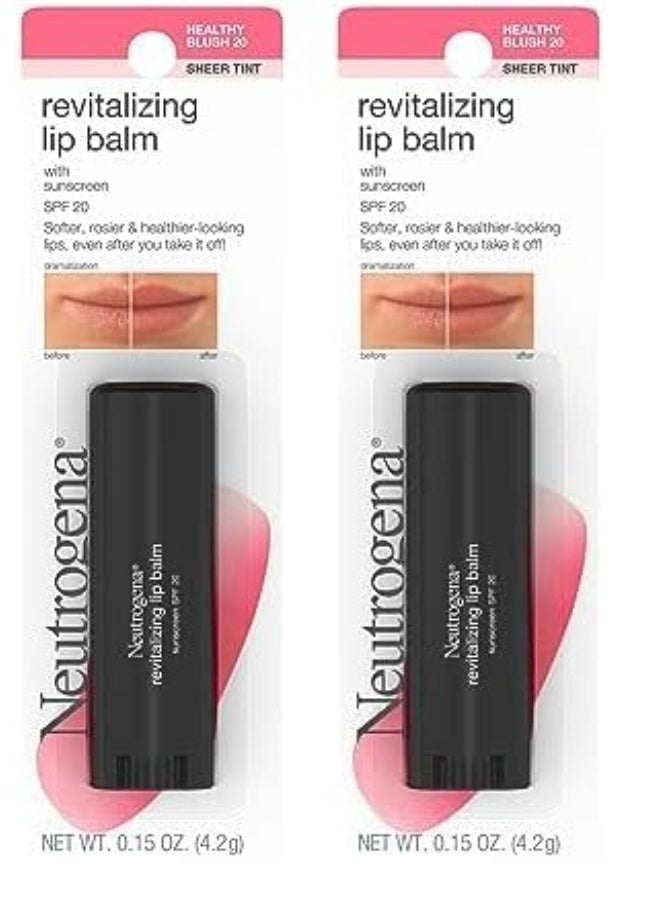Revitalizing and Moisturizing Tinted Lip Balm with Sun Protective Broad Spectrum SPF 20 Sunscreen, Lip Soothing Balm with a Sheer Tint in Color Healthy Blush 20, 15 oz (Pack of 2)