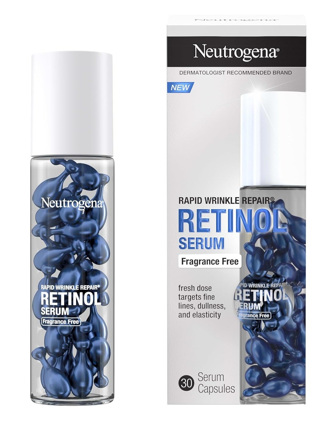 Rapid Wrinkle Repair Retinol Face Serum Capsules, Fragrance-Free Daily Facial with that fights Fine Lines, Wrinkles, Dullness, Alcohol-Free & Non-Greasy 30 CountNone