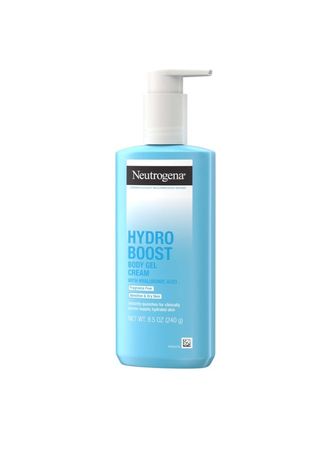 Hydro Boost Body Gel Cream Moisturizer with Hyaluronic Acid, Hydrating Lotion For Sensitive Skin, Fragrance Free, 8.5 ozounce