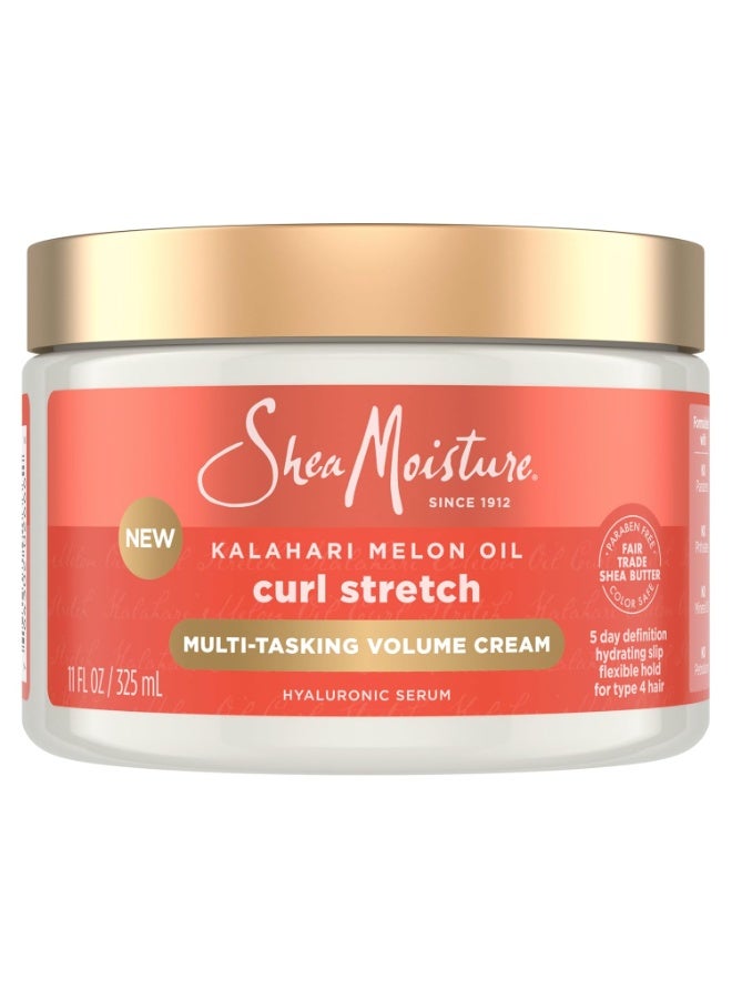 Curl Stretch Multi-tasking Volume Cream Kalahari Melon Oil and a Tropical Vacation Scent With Hydrating Hyaluronic Serum, Defines Type 4 Curls For Days 11 Fl Oz