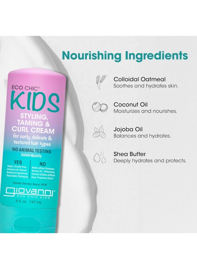 Eco Chic Kids Styling Taming & Curl Cream - Kids Curl Cream, Kids Curly Hair Products, Curl Cream For Curly Hair Kids, For Curly, Delicate And Textured Hair Types, Salon Quality - 5 Fl Oz