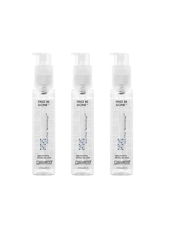 Giovanni Eco Chic Frizz Be Gone, 2.75 oz. Super Smoothing Anti Frizz Hair Serum, Adds Shine, Seals in Color, Wash & Go, Infused with Conditioners, No Parabens, Color Safe (Pack of 3) 8.25 fl oz
