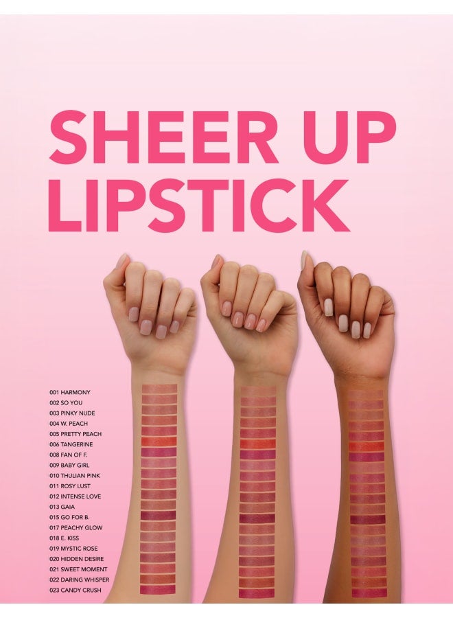 Sheer Up Lipstick – 023 Candy Crush – Semi-Transparent Moisturizing Lipstick, Glossy Color Finish, Oil-Enriched Smoothing Texture 023-CANDY CRUSH - image 10