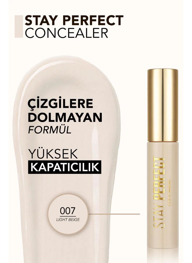 Stay Perfect Concealer – 007 Light Beige – Buildable, Long-Wear, Matte Finish, High Pigment, Blendable 007-LIGHT BEIGE - image 3