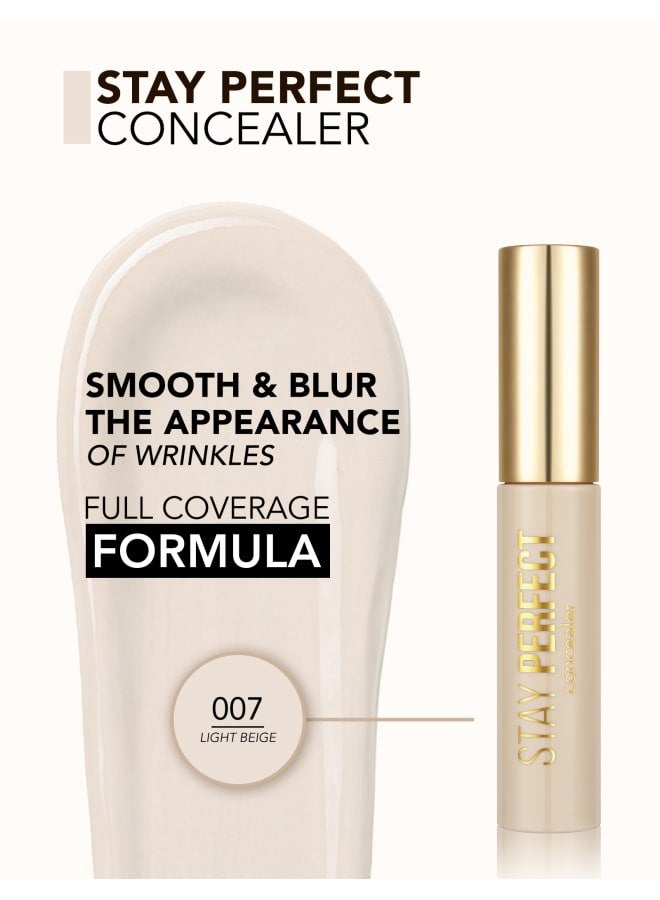 Stay Perfect Concealer – 007 Light Beige – Buildable, Long-Wear, Matte Finish, High Pigment, Blendable 007-LIGHT BEIGE - image 6