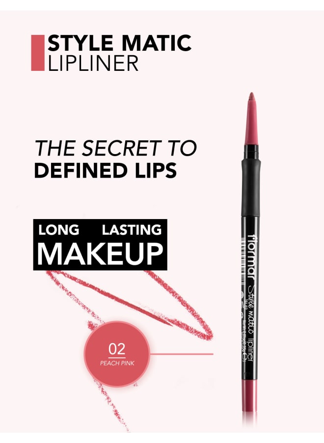 Style Matic Lipliner SL02 Peach Pink Clean Outline, Smooth Application, Shape Enhancing L02-PEACH PINK SL - image 5