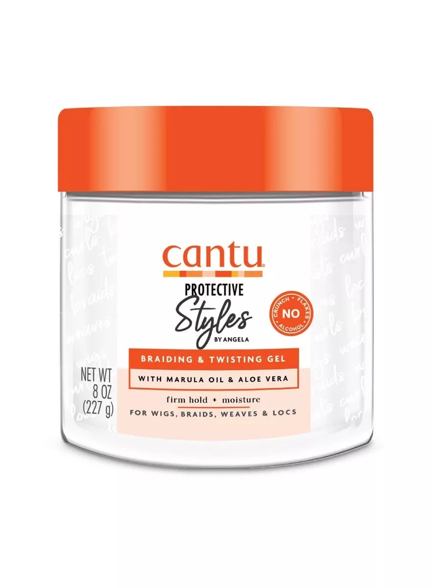 Cantu Protective Styles Braiding & Twisting Gel 237 g - Marula Oil & Aloe Vera Formula Firm Long-Lasting Hold with No Flaking, Gentle on Braids, Wigs, Weaves & Locs 227grams