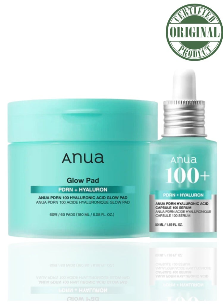 PDRN Hyaluronic Acid Glow Bundle – PDRN Hyaluronic Acid Capsule 100 Serum & PDRN 100 Hyaluronic Acid Glow Pad 230ml