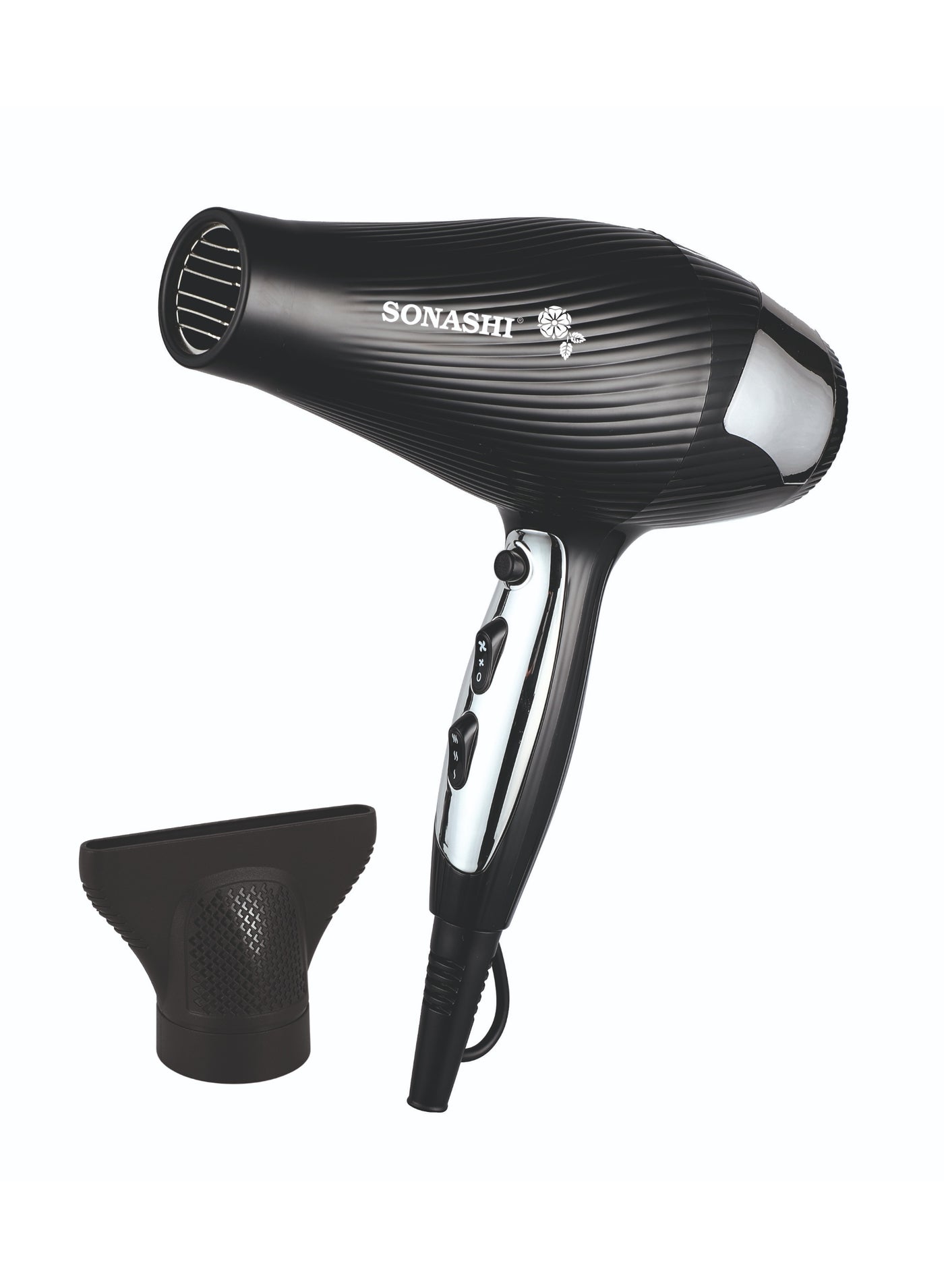 3200W Professional Hair Dryer with Cold & Hot Wind | 2 Speed & 3 Heat Settings with Cool Shot Function | AC Motor for Powerful Performance | Adjustable Airflow & Temperature Control | SHD-3055 Black/Silver