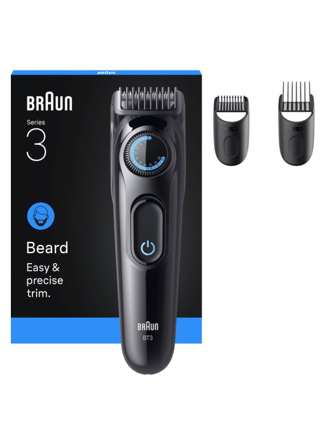 Braun Beard Trimmer Series 3, +3 Styling Tools, 40 Lengths, BT3520 Black