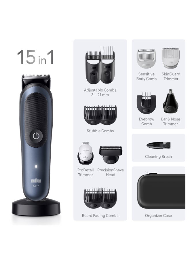 All-in-One Series 7, 15in1 Grooming Kit, Charging Stand, ProBlade, AIO7580 Metallic Dark Blue - image 6