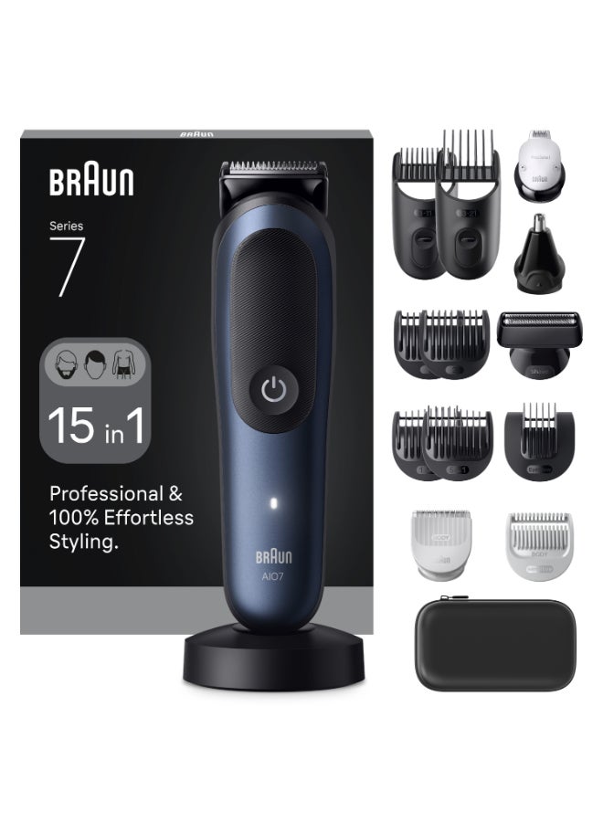All-in-One Series 7, 15in1 Grooming Kit, Charging Stand, ProBlade, AIO7580 Metallic Dark Blue