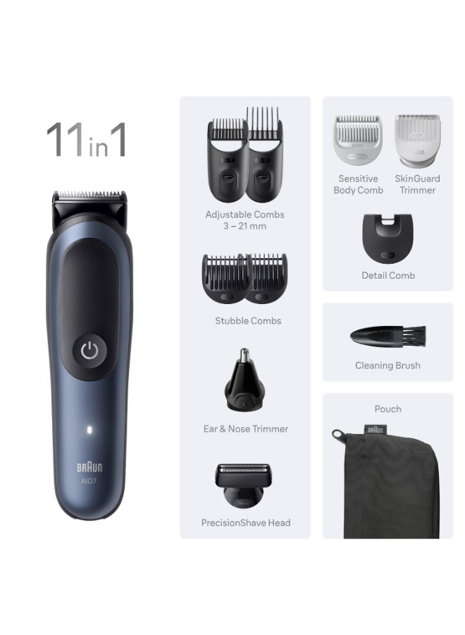 Braun All-in-One Series 7, 11in1 Grooming Kit, Charging Stand, ProBlade, AIO7540 Metallic Dark Blue - image 6