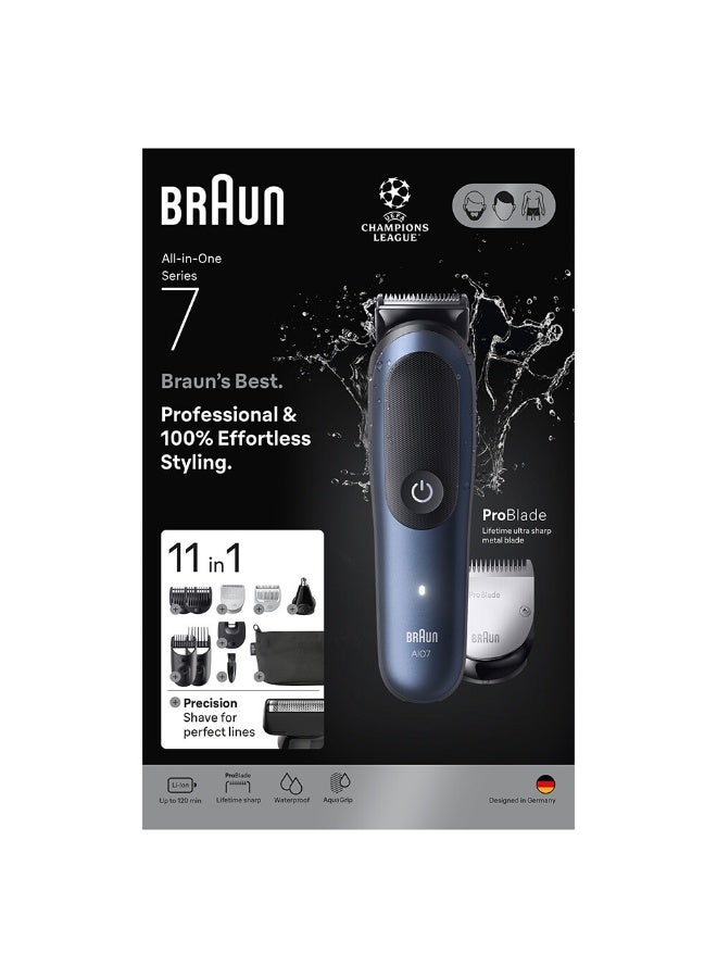 Braun All-in-One Series 7, 11in1 Grooming Kit, Charging Stand, ProBlade, AIO7540 Metallic Dark Blue - image 7