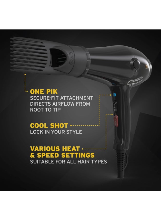 1800W Hair Dryer | Power Pik for Afro & Textured Hair | Fast Drying, Anti Frizz Dryer with Cool Shot | 3 Heat & 2 Speed Controls | Easy Clean Removable Filter | 3m Salon Length Cord | Black – 3026984 black - image 3
