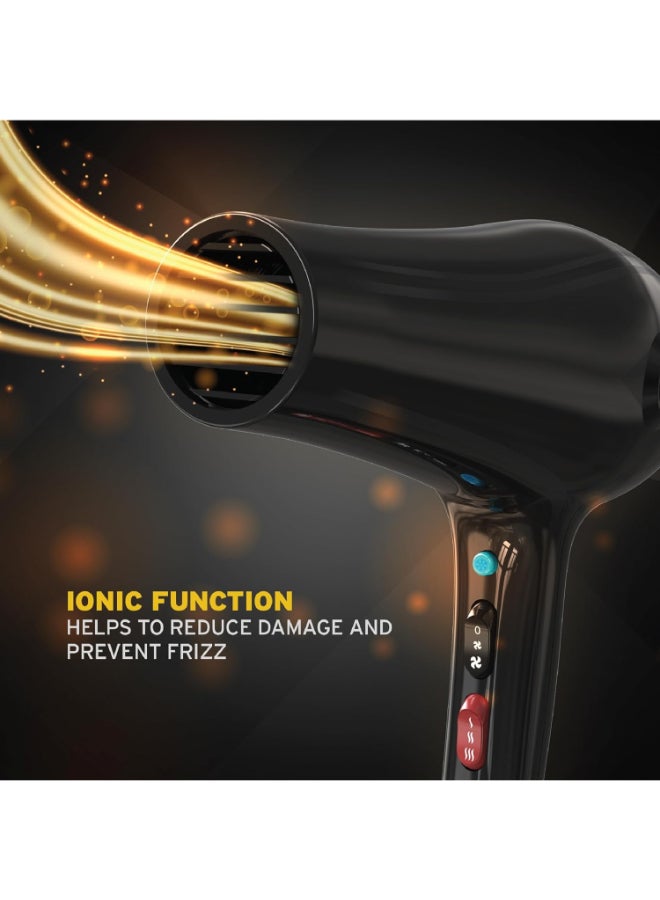 1800W Hair Dryer | Power Pik for Afro & Textured Hair | Fast Drying, Anti Frizz Dryer with Cool Shot | 3 Heat & 2 Speed Controls | Easy Clean Removable Filter | 3m Salon Length Cord | Black – 3026984 black - image 4