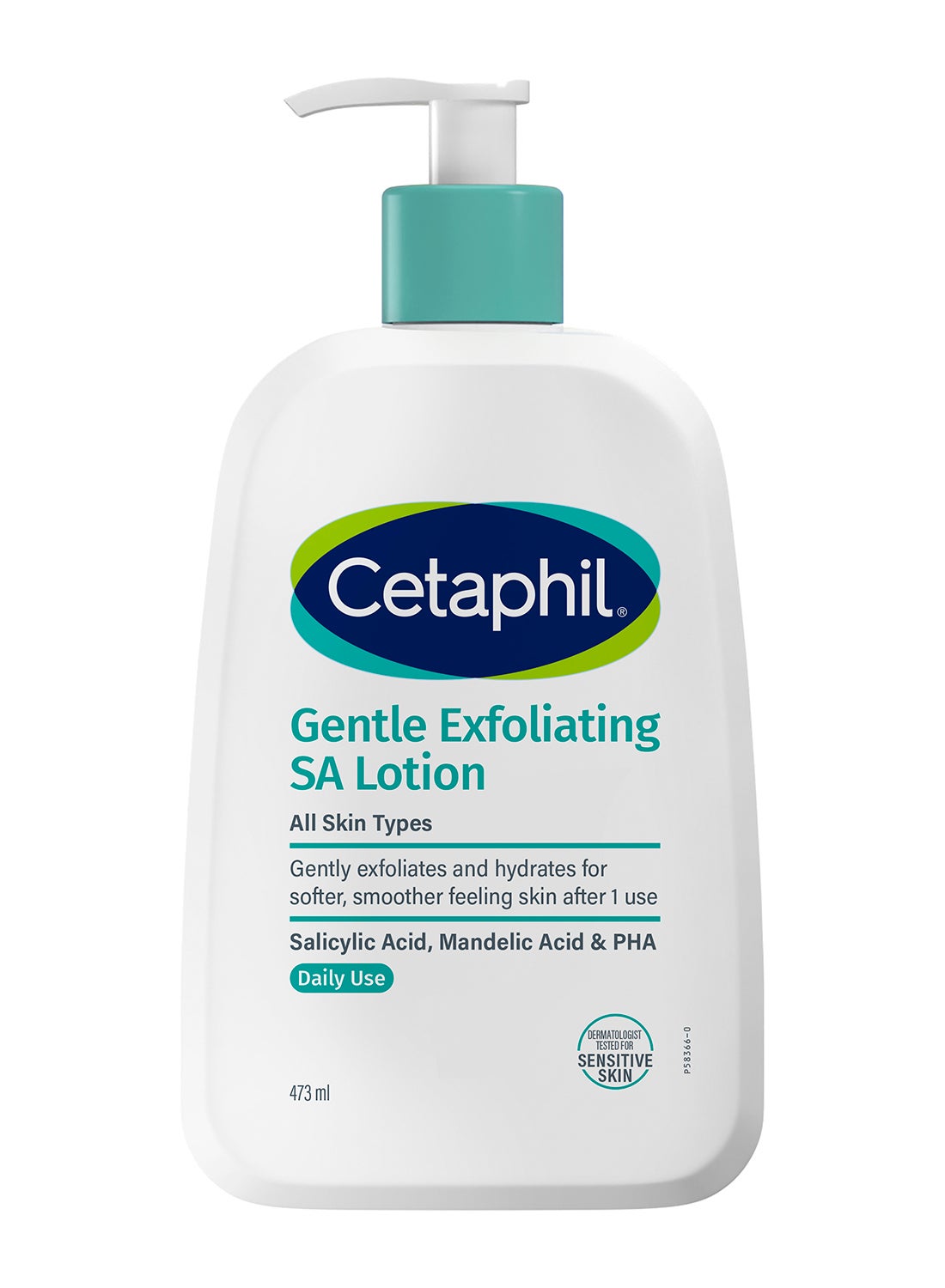Gentle Exfoliating Sa Lotion, Lightweight Moisturizer For All Skin Types, 473 Ml Pump Bottle, Salicylic Acid, Mandelic Acid & Gluconolactone, Gently Exfoliates, Dermatologist Recommended Brand, Pump Bottle - White 473ml