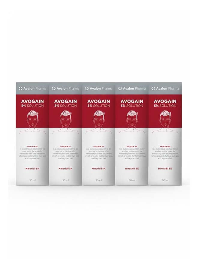Avogain 5% Spray Solution 50 ml – Avalon Pharma Men’s Topical Hair Loss Treatment with Minoxidil for Alopecia & Hair-Regrowth - Pack of 5 250ml