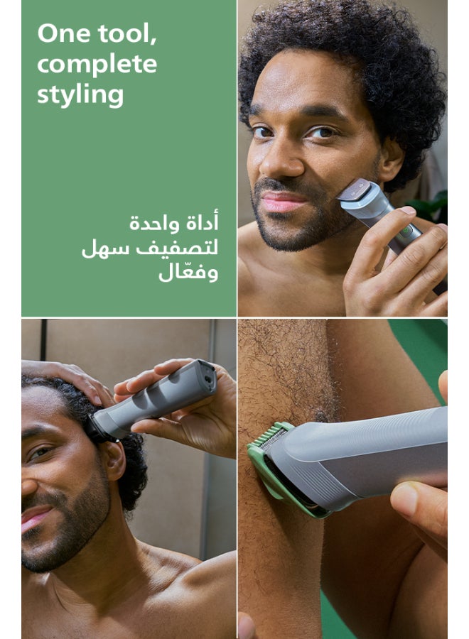 All-in-One Trimmer MG5932/15 | 11-in-1 Face, Hair & Body Grooming | Self-Sharpening Blades | 120min Cordless | Showerproof | USB-A Charging | Pouch Included Light Grey - image 4