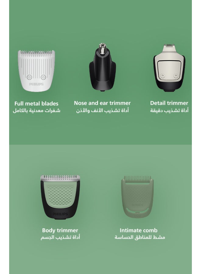 All-in-One Trimmer MG5932/15 | 11-in-1 Face, Hair & Body Grooming | Self-Sharpening Blades | 120min Cordless | Showerproof | USB-A Charging | Pouch Included Light Grey - image 5