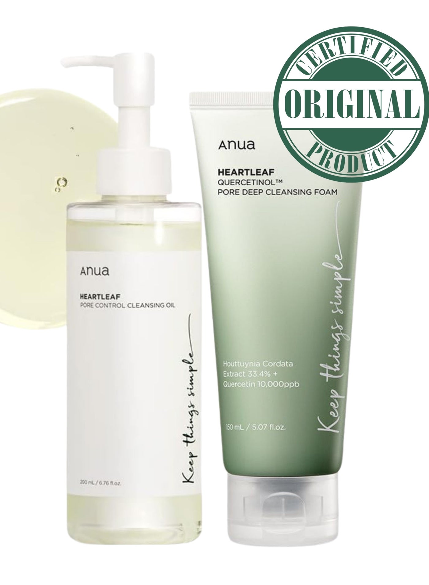 Heartleaf Pore Control Cleansing Oil & Deep Cleansing Foam Korean Facial Cleansers, Daily Makeup Blackheads Removal ( 200 ml / 150 ml ) 350ml
