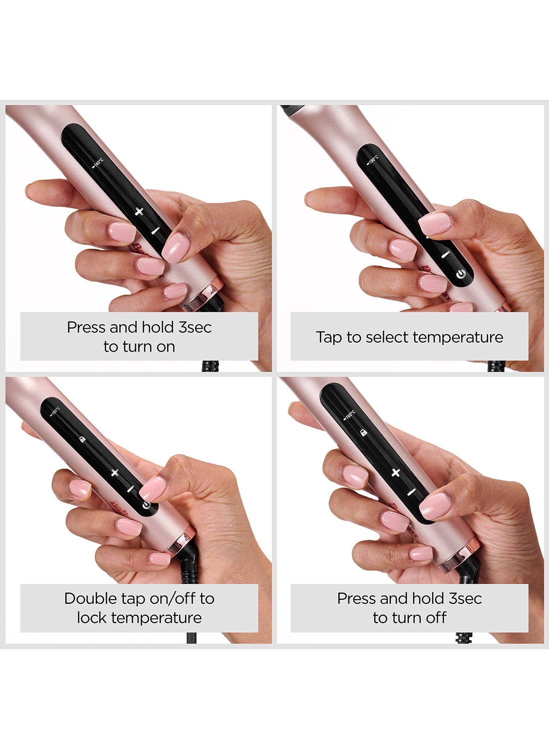 Hot Air Brush Volume Boost Thermal Styling Tool, 38mm Heated Round Brush with Curl Function, Ionic Frizz Control, 4 Temperature Settings, Multi-Voltage, (HSB200SDE) Pink/Black - image 4