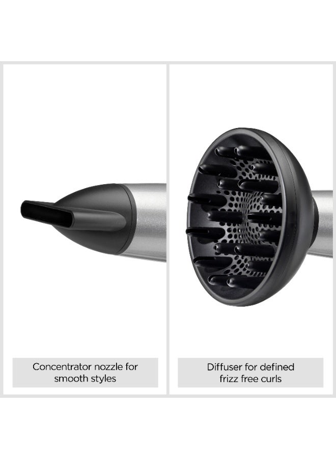Cosmos Lightweight Hair Dryer with Diffuser, 2000W Powerful Compact Ionic Hair Dryer, 3 Heat 2 Speed Settings, Cold Shot, Ceramic Technology, (D580DSDE) Gray - image 3