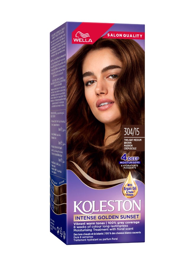 Koleston Intense – Long-Lasting, Vibrant Hair Color with 100% Grey Coverage and Argan Oil 304/15 Twilight Medium Brown 110ml